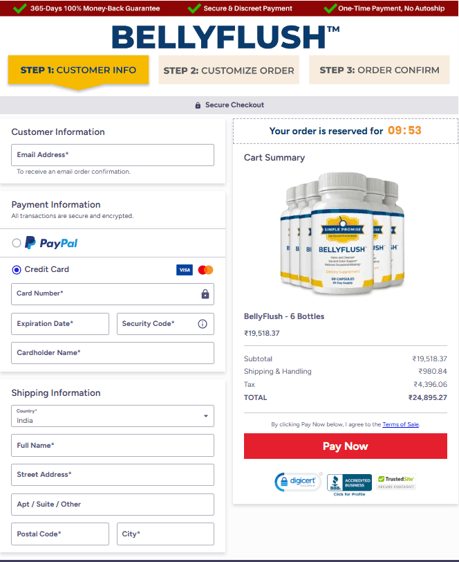 bellyflush checkout page